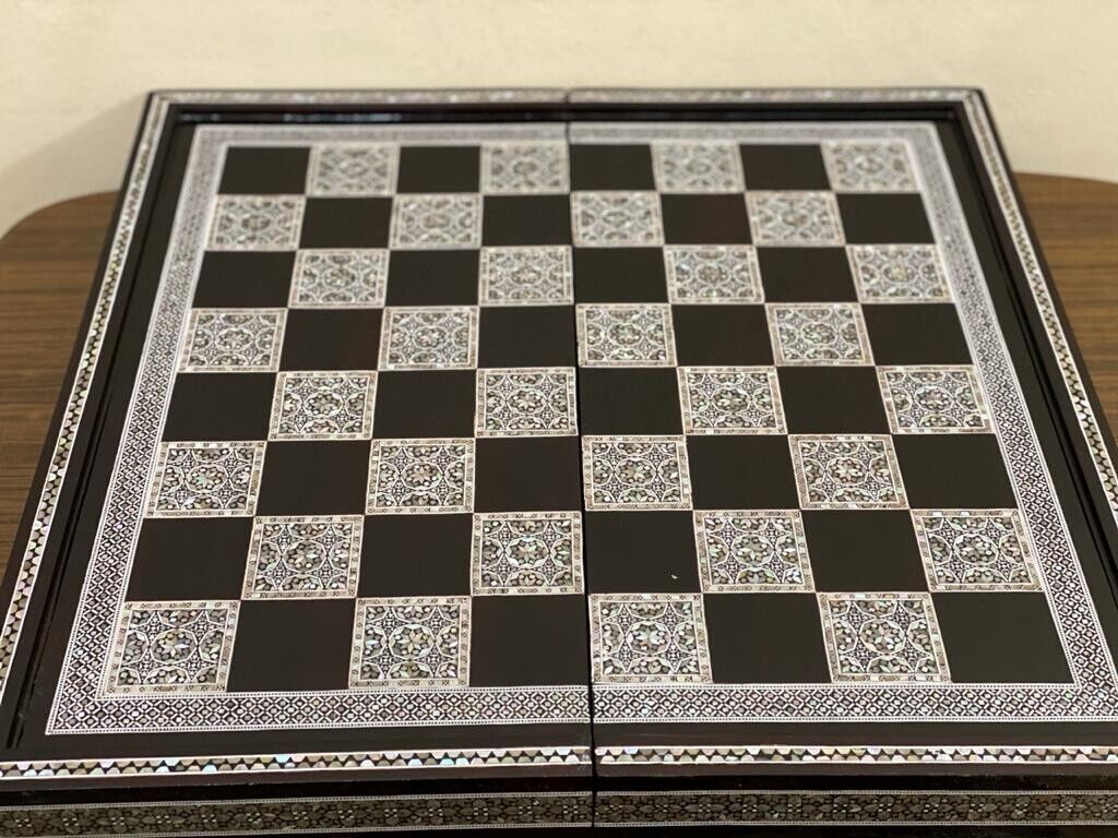 Handmade, Wooden Backgammon Board, Wood Chess Board, Mother of Pearl Inlay (20")