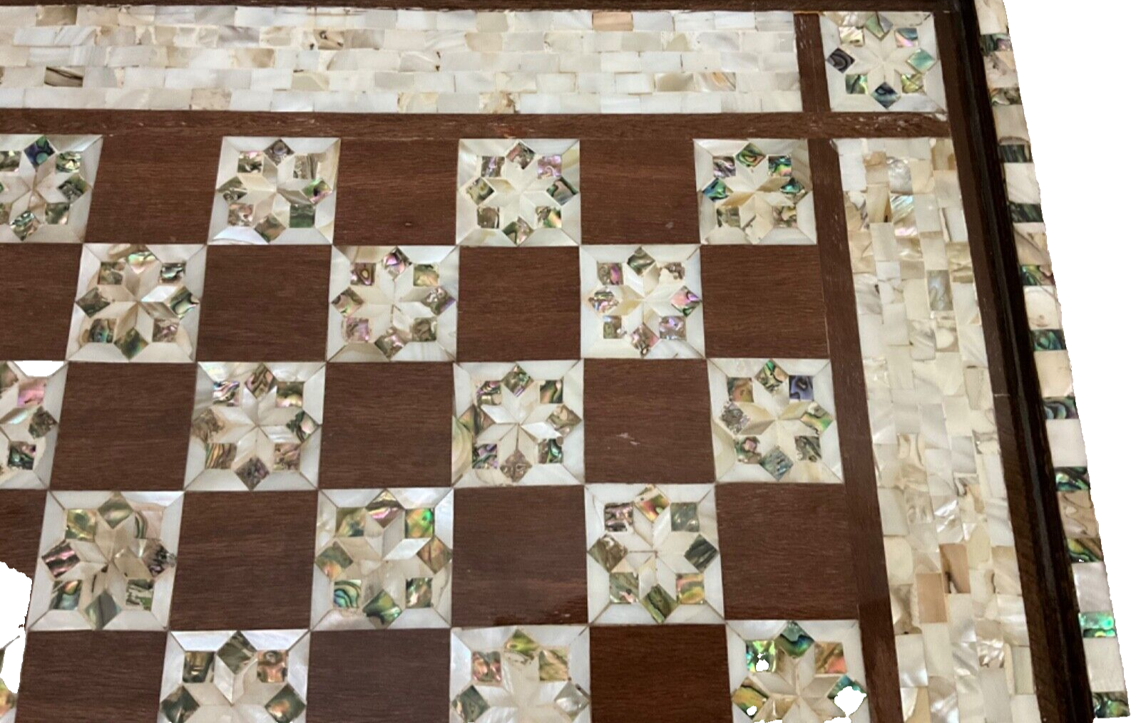 Handmade Wooden Chess Board, Wood Chess Board, Game Board, Mother of Pearl Inlay