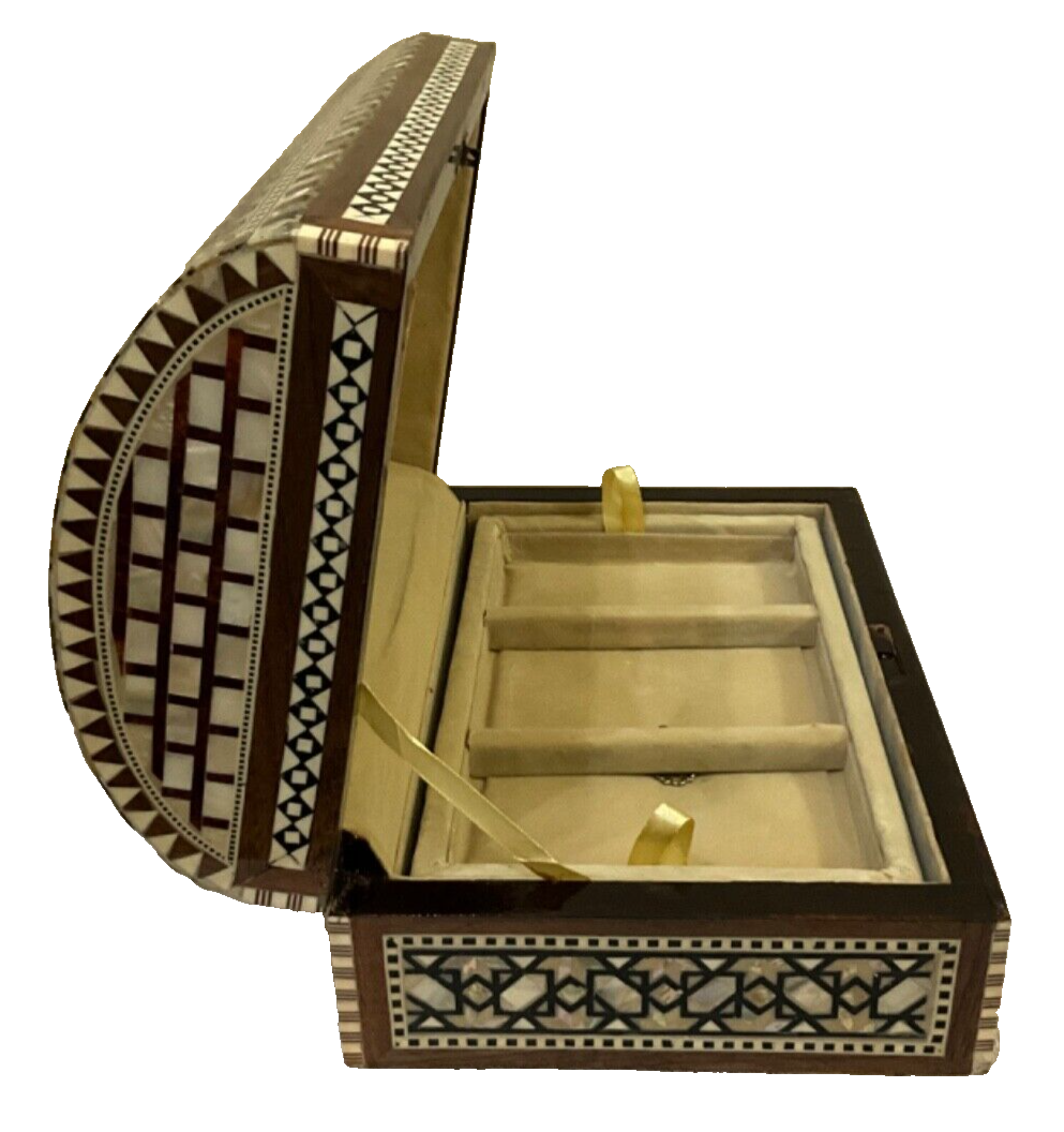 Handmade Wooden Jewelry Box Wood Trinket Storage Wood Box Mother of Pearl Inlay
