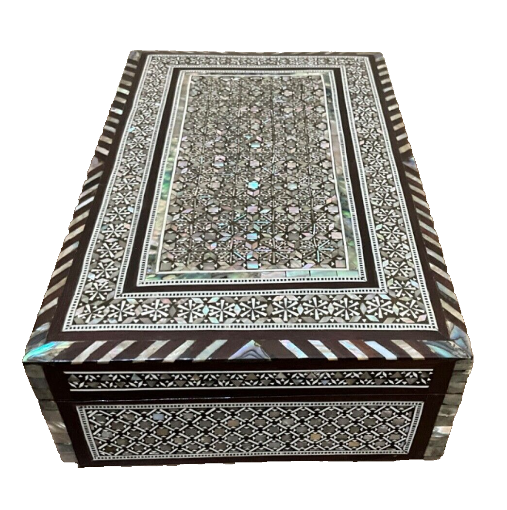 Handmade Wooden Jewelry Box Wood Trinket Storage Wood Box Mother of Pearl Inlay