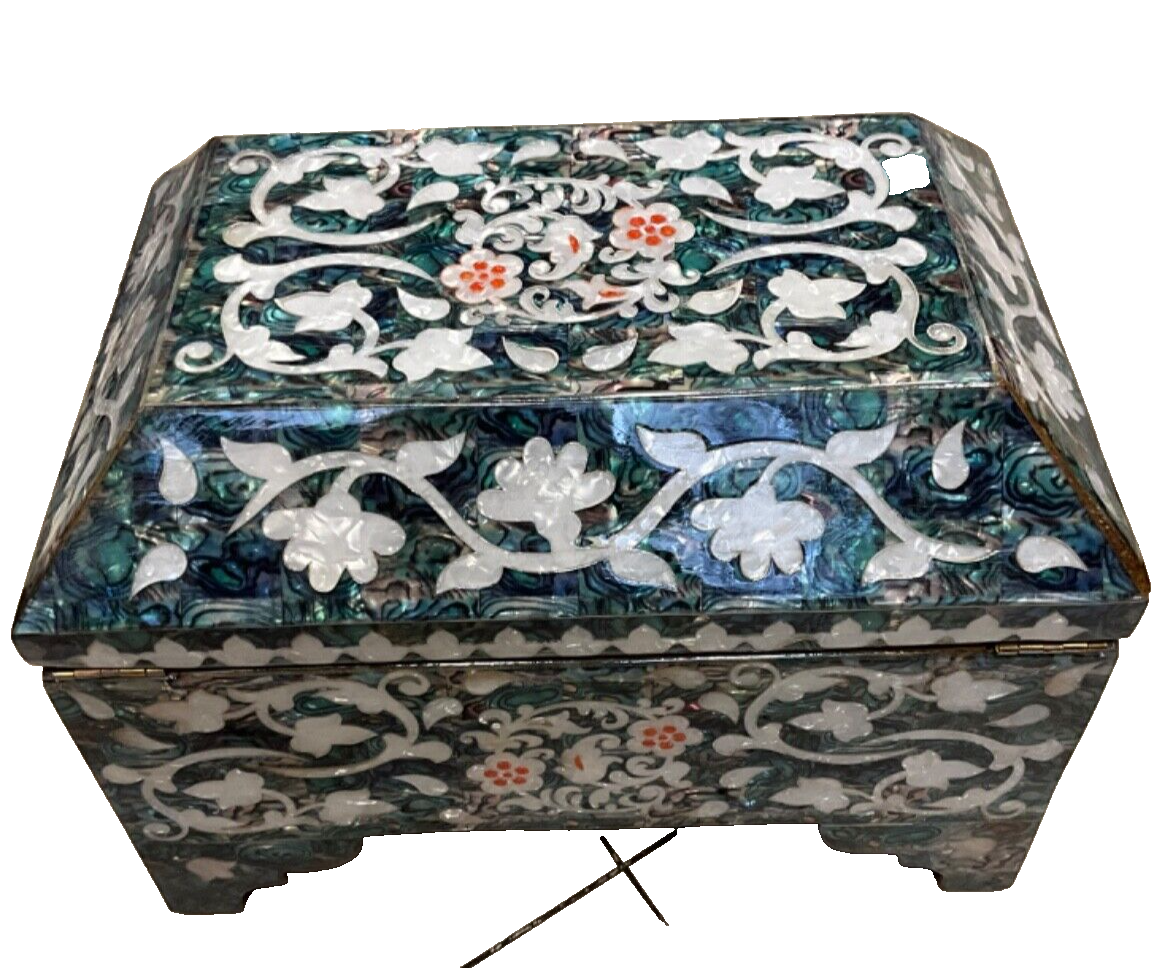 Handmade Wooden Jewelry Box Wood Trinket Storage Wood Box Mother of Pearl Inlay