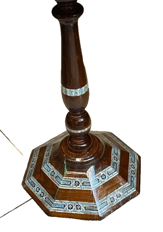Handmade Wooden End Table Carving Wood Table Home Decor Mother of Pearl Inlay