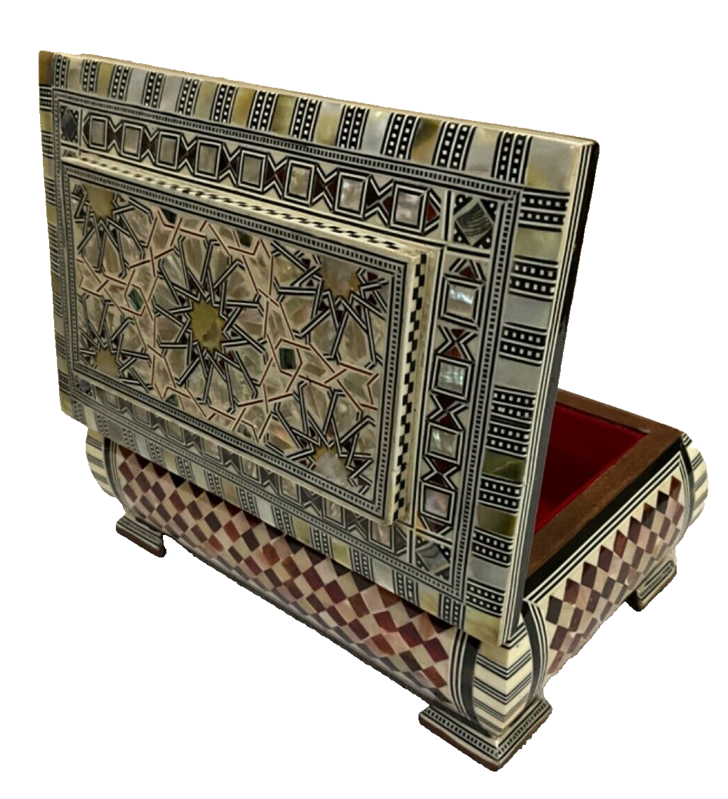 Handmade Wooden Jewelry Box Wood Trinket Storage Wood Box Mother of Pearl Inlay