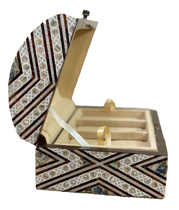 Handmade Wooden Jewelry Box Wood Trinket Storage Wood Box Mother of Pearl Inlay