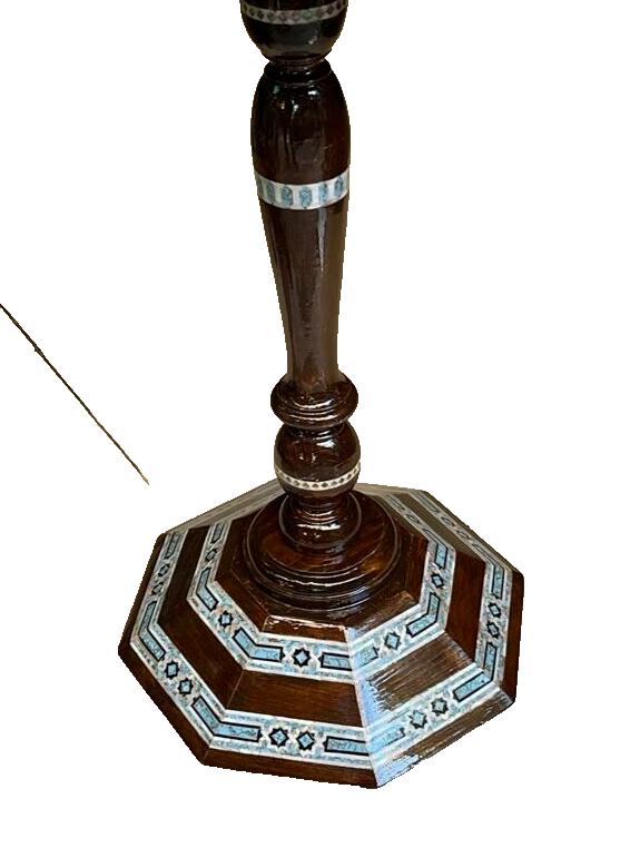 Handmade Wooden End Table Carving Wood Table Home Decor Mother of Pearl Inlay