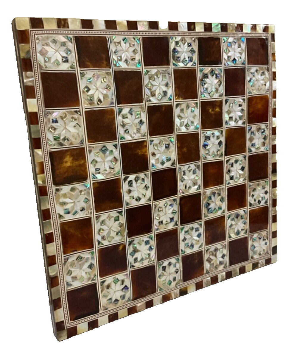 Handmade, Wooden Chess Board, Chess Board, Board Game, Mother of Pearl Inlay 12"