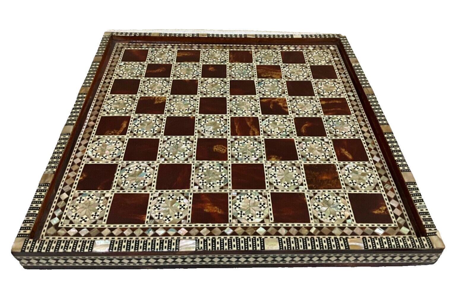 Handmade Wooden Chess Board, Wood Chess Board, Game Board, Mother of Pearl Inlay