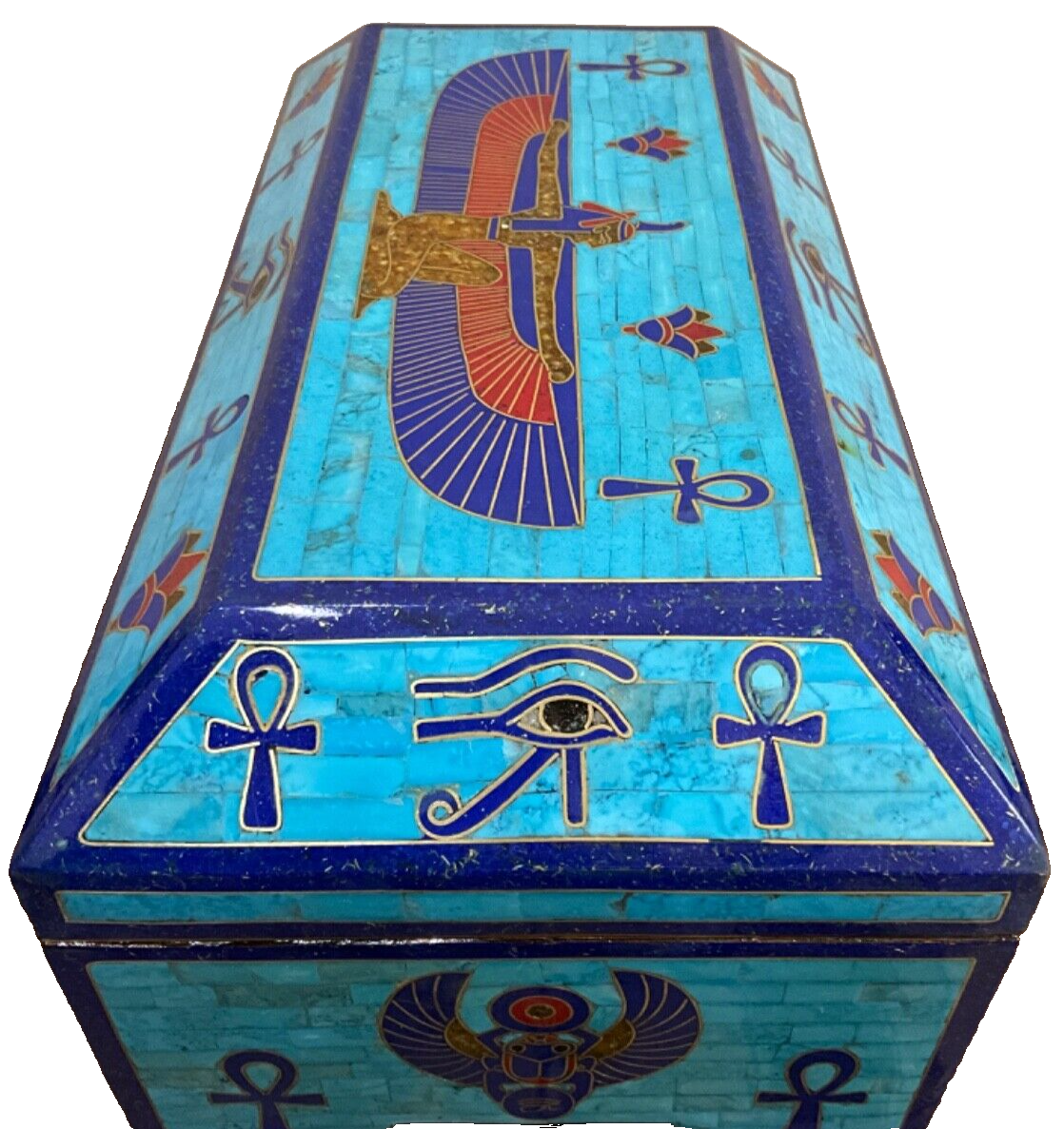 Handmade Antique, Wooden Jewelry Box, Gift Box, Wood Box, Lapis, Turquoise Inlay