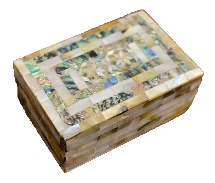Handmade Wooden Jewelry Box Wood Trinket Storage Wood Box Mother of Pearl Inlay