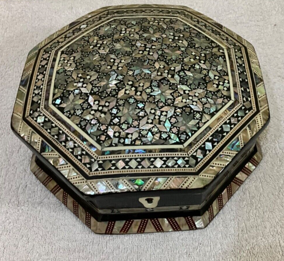 Handmade Wooden Jewelry Box Wood Trinket Storage Wood Box Mother of Pearl Inlay