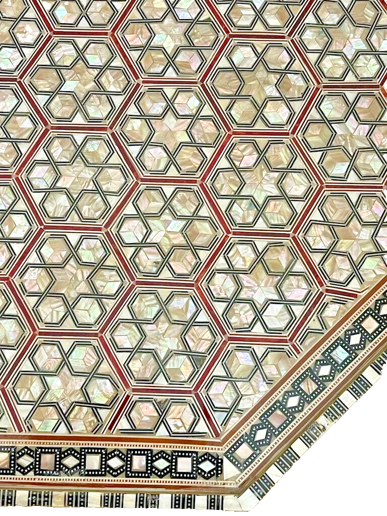Handmade Wooden End Table Carving Wood Table Home Decor Mother of Pearl Inlay