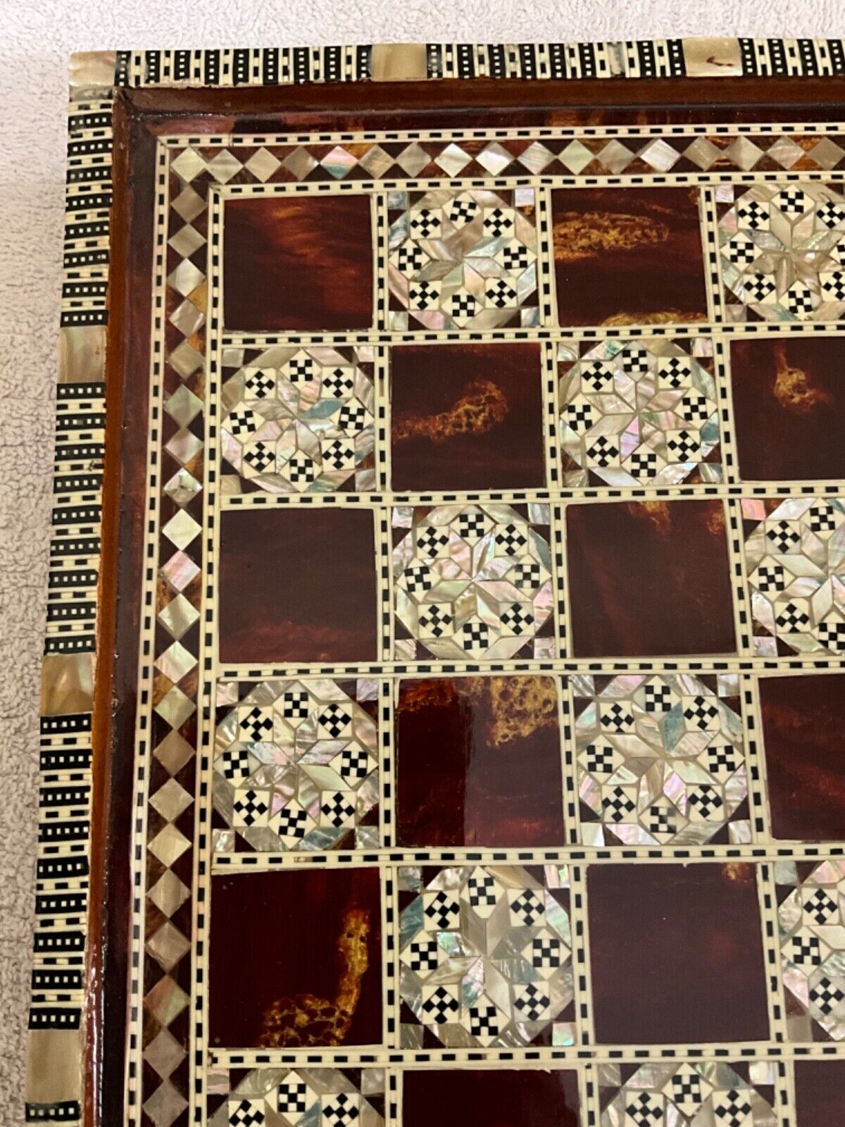 Handmade Wooden Chess Board, Wood Chess Board, Game Board, Mother of Pearl Inlay