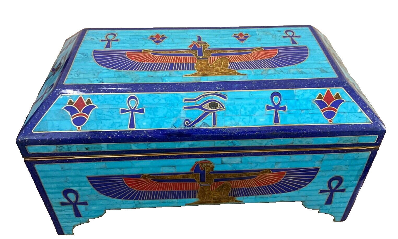 Handmade Antique, Wooden Jewelry Box, Gift Box, Wood Box, Lapis, Turquoise Inlay