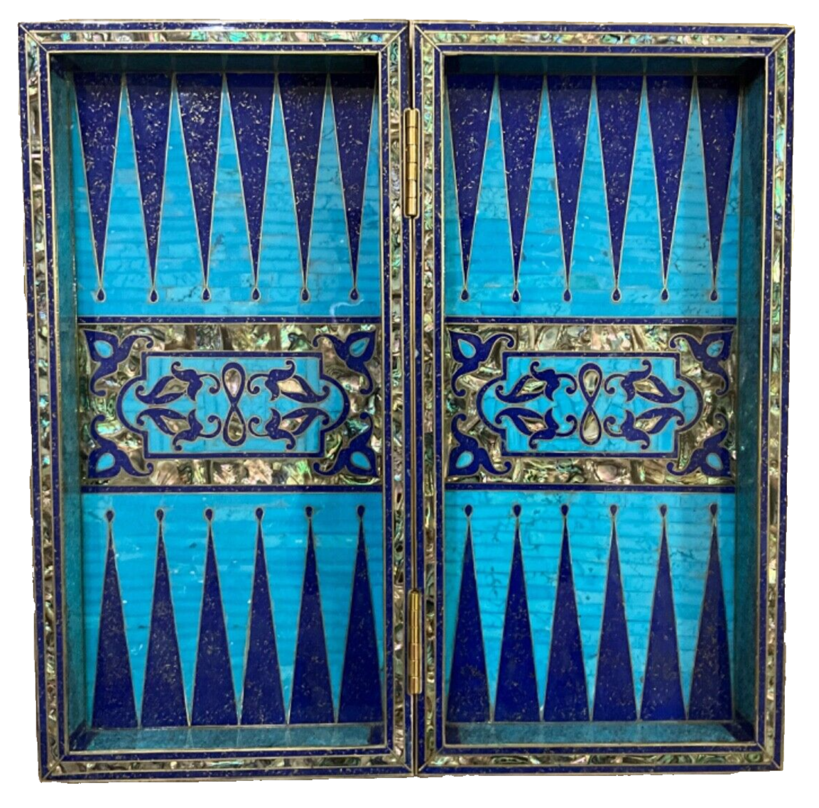 Handmade, Wooden Backgammon Board, Chess Board, Mother of Pearl, Gemstone Inlay