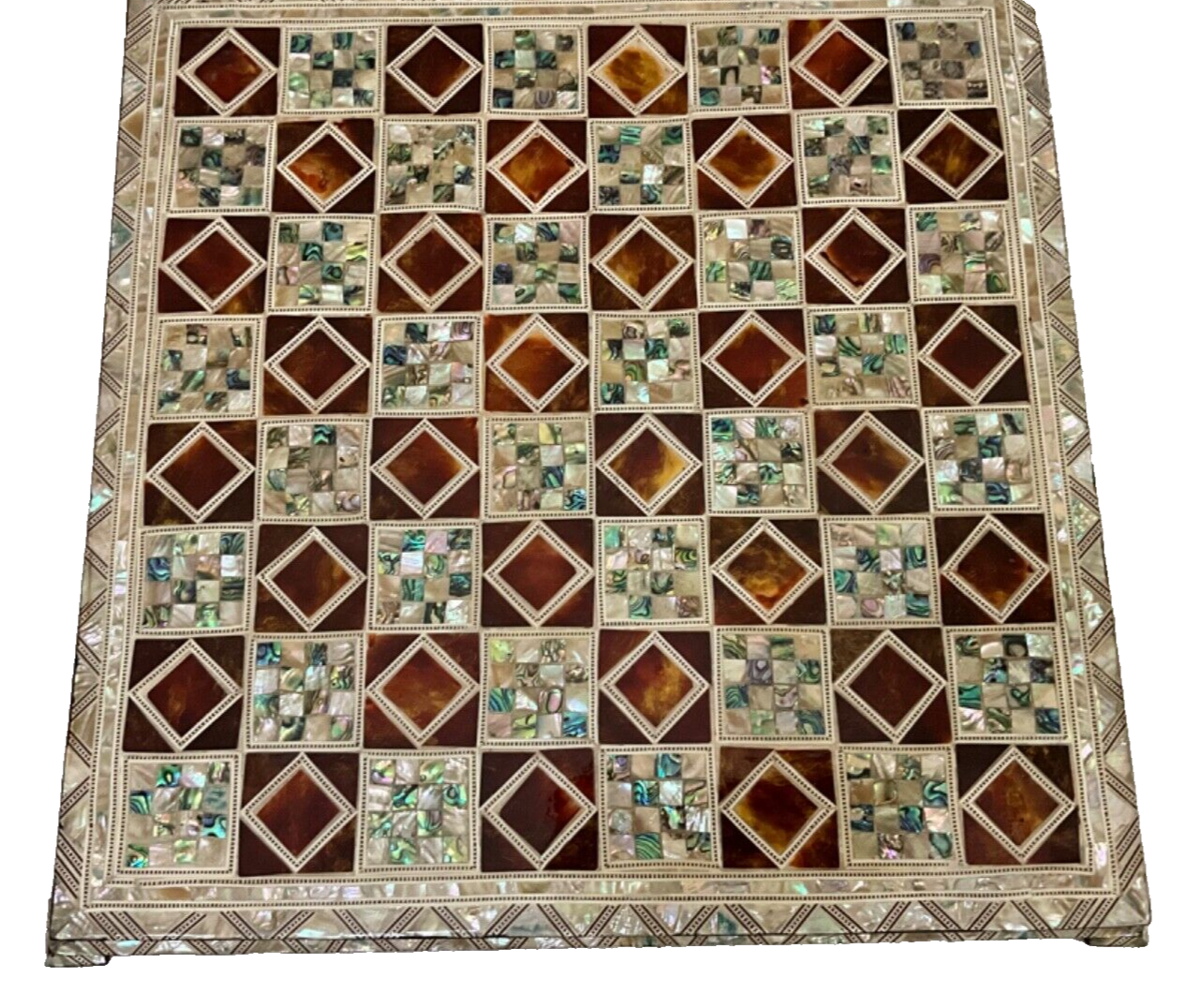 Handmade, Wood Chess Board, Game Board, Unique Board, Mother of Pearl Inlay 17"