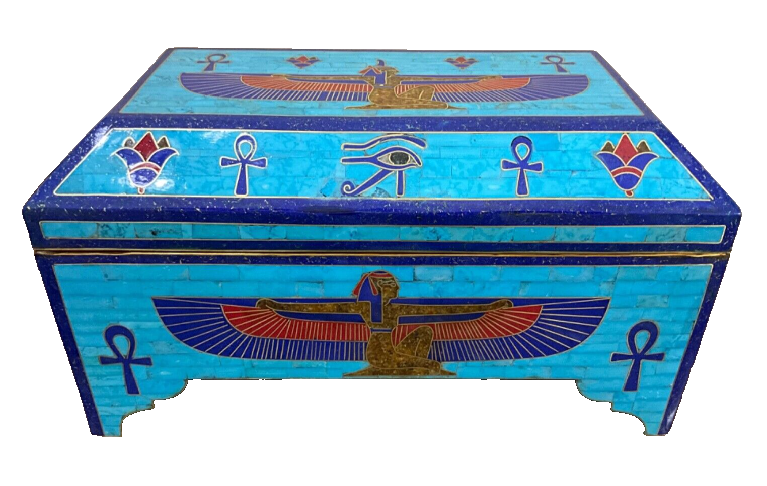 Handmade Antique, Wooden Jewelry Box, Gift Box, Wood Box, Lapis, Turquoise Inlay