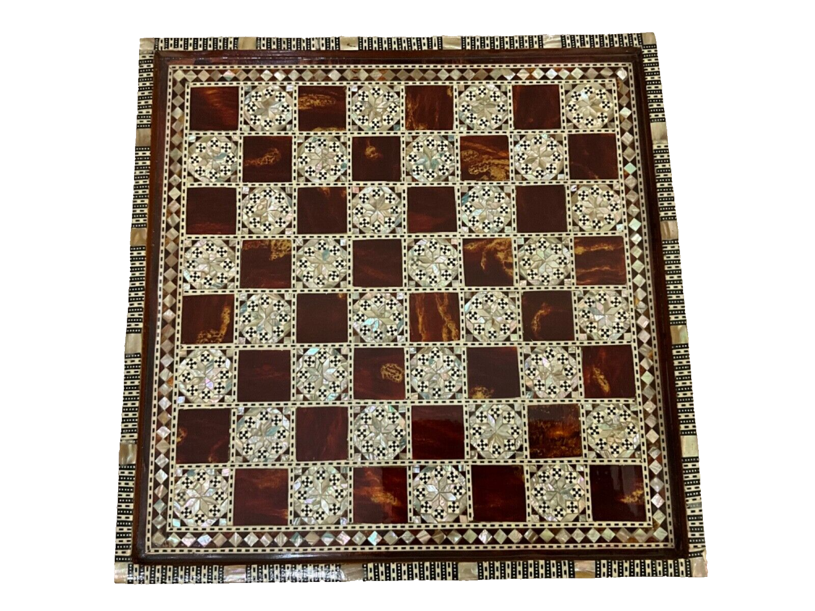 Handmade Wooden Chess Board, Wood Chess Board, Game Board, Mother of Pearl Inlay