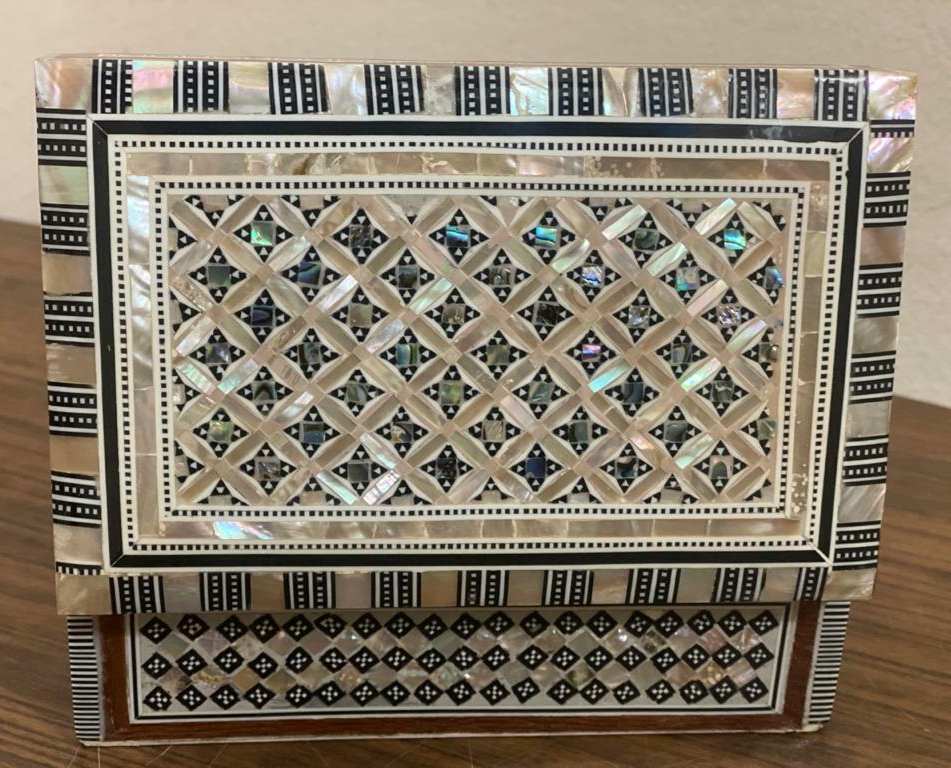 Handmade Wooden Jewelry Box Wood Trinket Storage Wood Box Mother of Pearl Inlay