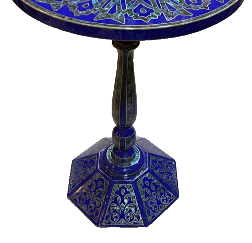 Handmade Wooden End Table Carving Wood Table Home Decor Mother of Pearl Inlay