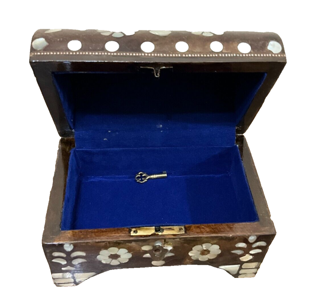 Handmade Wooden Jewelry Box Wood Trinket Storage Wood Box Mother of Pearl Inlay