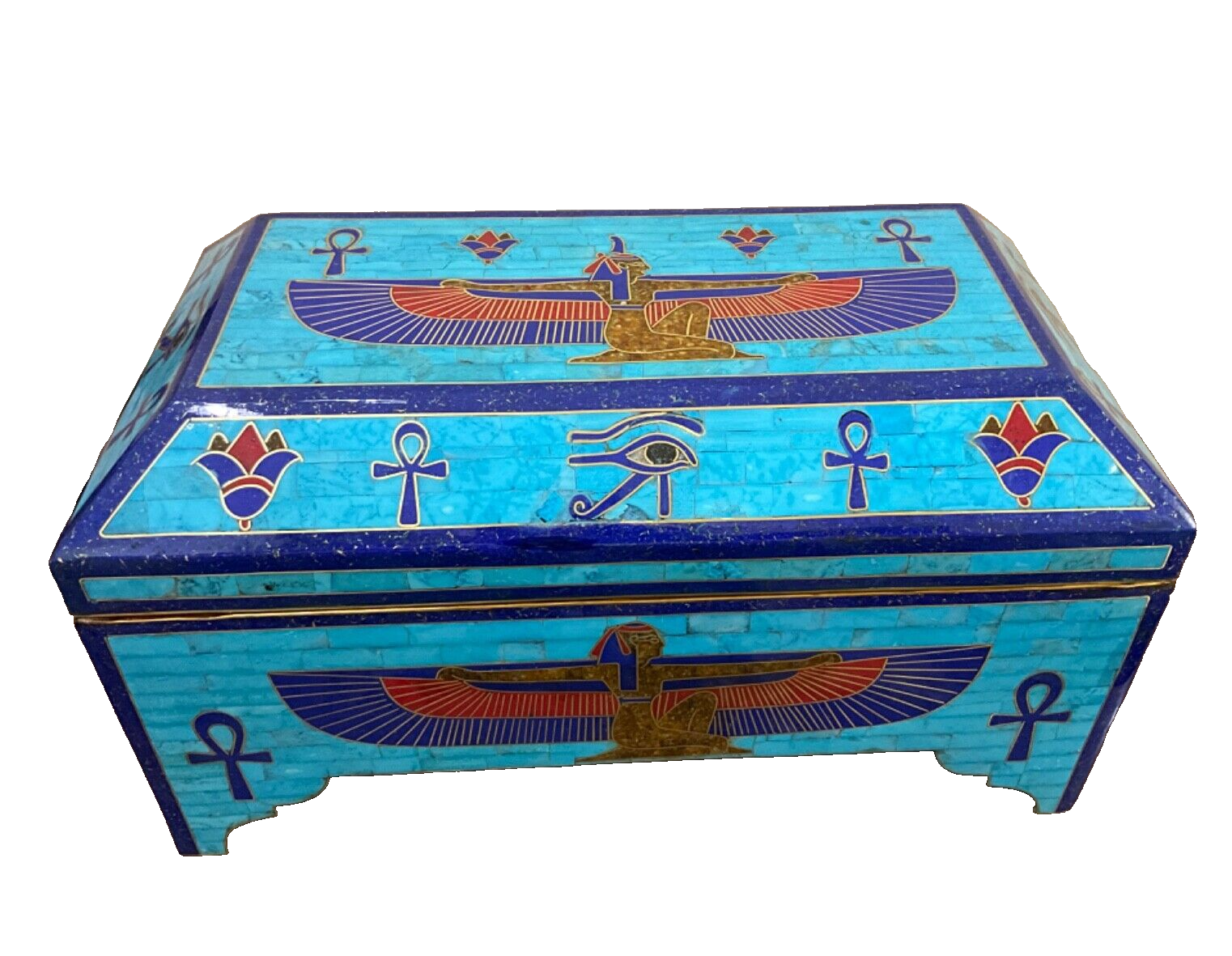 Handmade Antique, Wooden Jewelry Box, Gift Box, Wood Box, Lapis, Turquoise Inlay