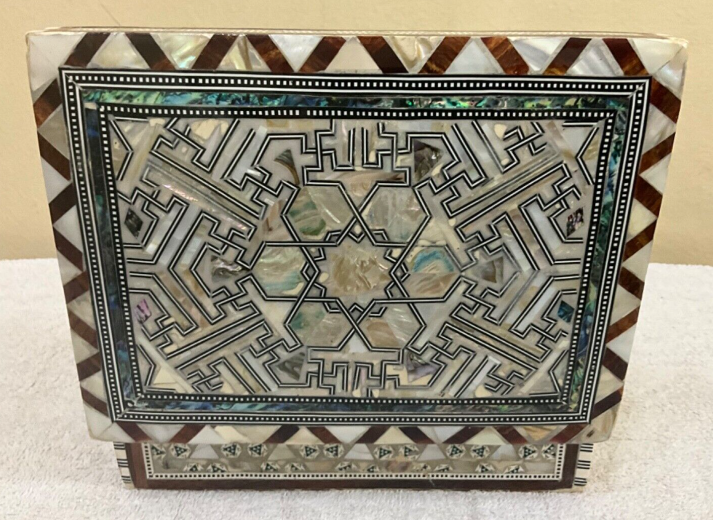 Handmade Wooden Jewelry Box Wood Trinket Storage Wood Box Mother of Pearl Inlay