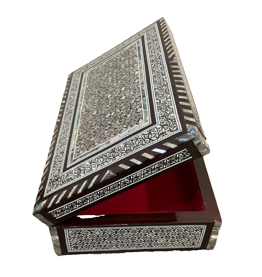Handmade Wooden Jewelry Box Wood Trinket Storage Wood Box Mother of Pearl Inlay