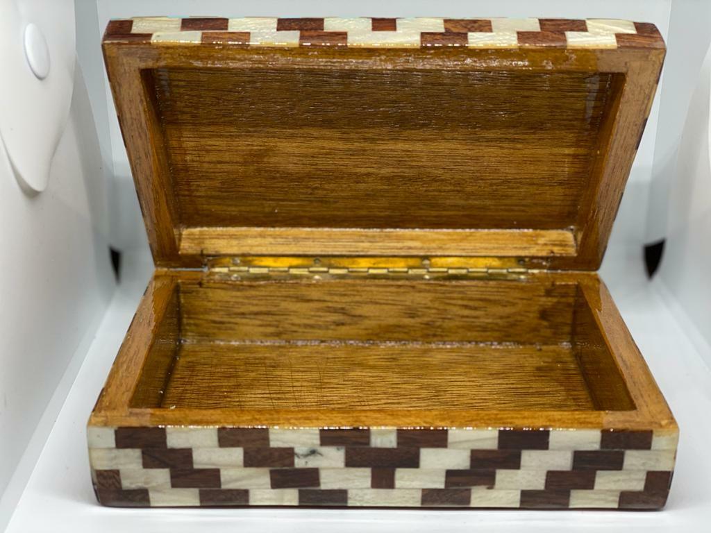 Handmade Wooden Jewelry Box Wood Trinket Storage Wood Box Mother of Pearl Inlay