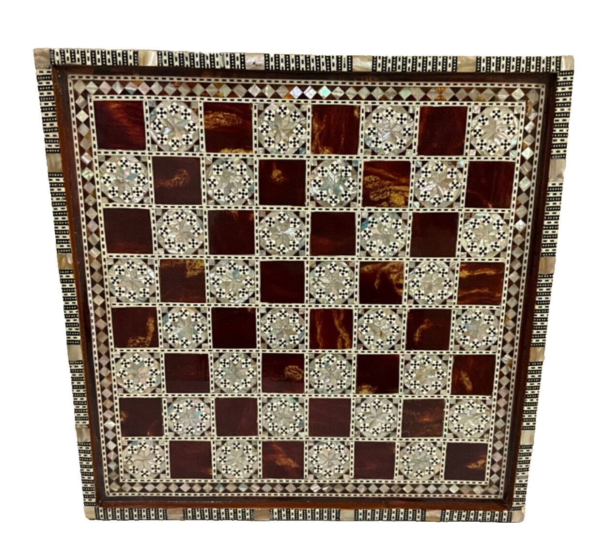 Handmade Wooden Chess Board, Wood Chess Board, Game Board, Mother of Pearl Inlay