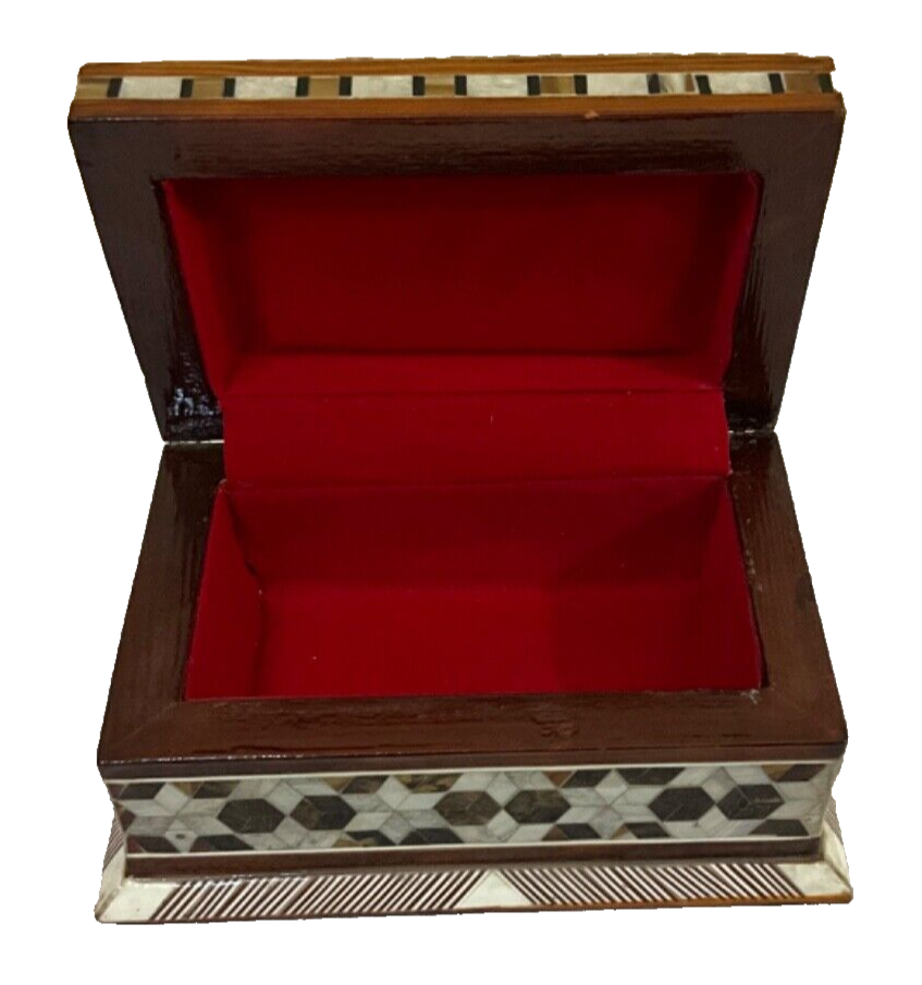 Handmade Wooden Jewelry Box Wood Trinket Storage Wood Box Mother of Pearl Inlay