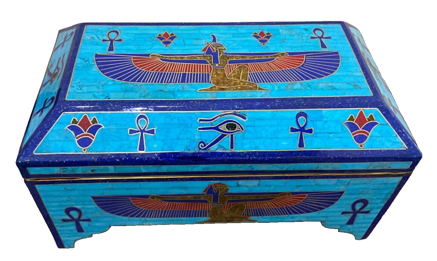 Handmade Antique, Wooden Jewelry Box, Gift Box, Wood Box, Lapis, Turquoise Inlay