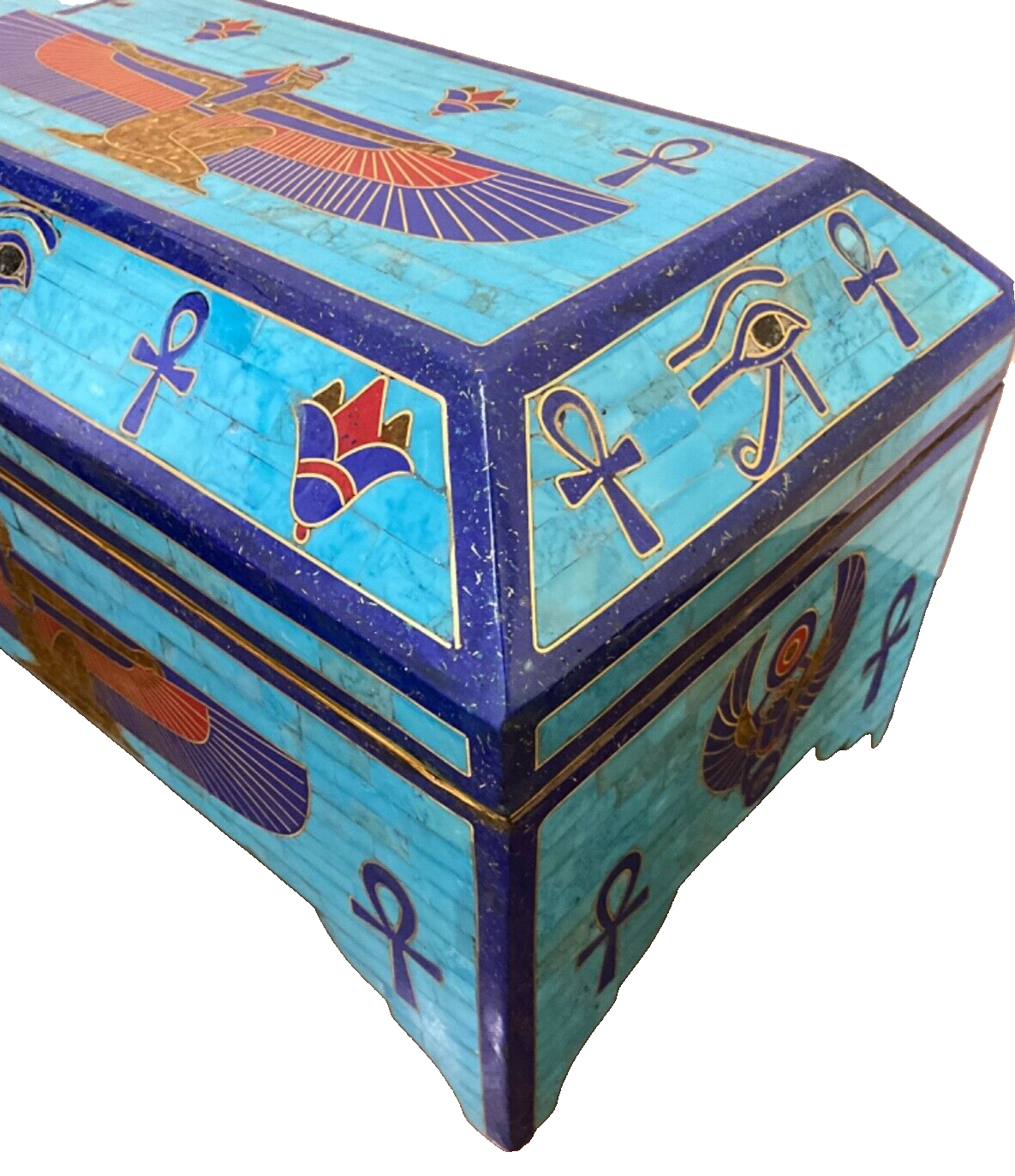 Handmade Antique, Wooden Jewelry Box, Gift Box, Wood Box, Lapis, Turquoise Inlay