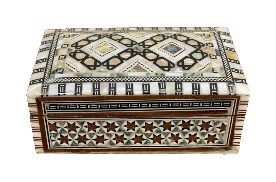 Handmade Wooden Jewelry Box Wood Trinket Storage Wood Box Mother of Pearl Inlay