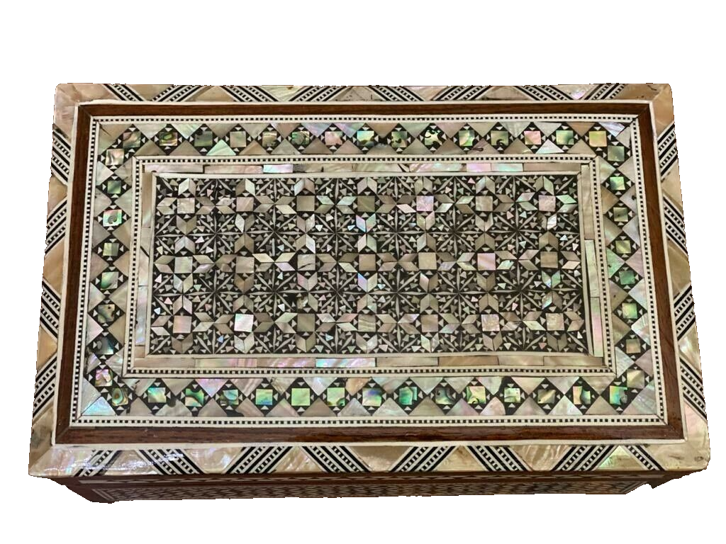 Handmade Wooden Jewelry Box Wood Trinket Storage Wood Box Mother of Pearl Inlay