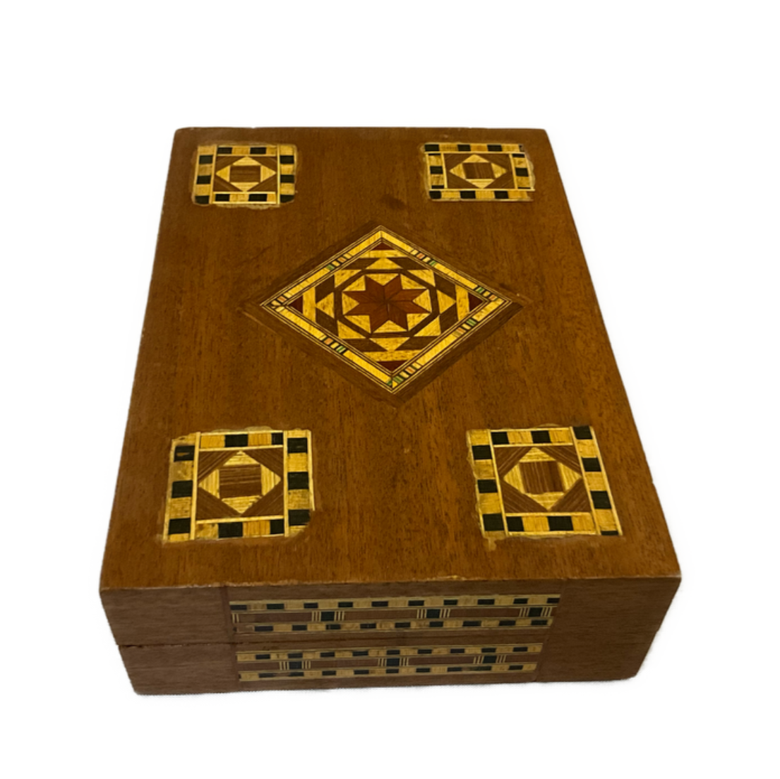 Handmade Wooden Jewelry Box Wood Trinket Storage Wood Box Marquetry Mosaic Inlay
