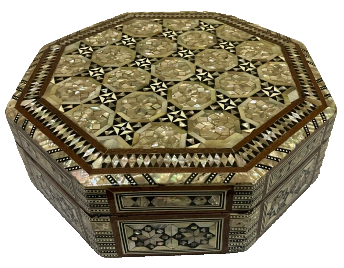Handmade Wooden Jewelry Box Wood Trinket Storage Wood Box Mother of Pearl Inlay