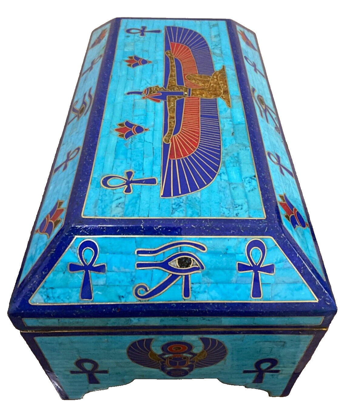 Handmade Antique, Wooden Jewelry Box, Gift Box, Wood Box, Lapis, Turquoise Inlay