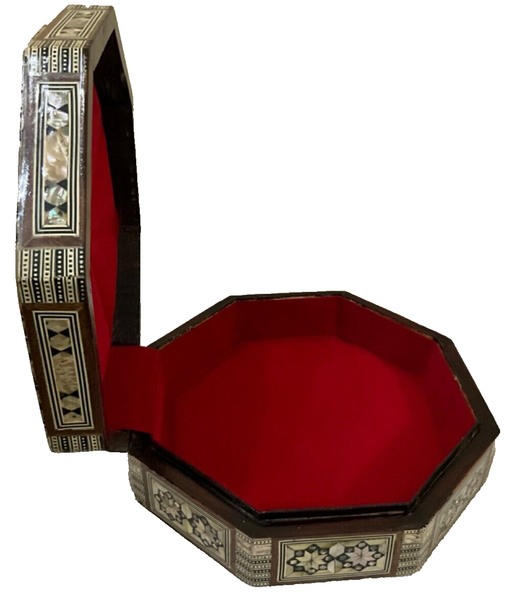 Handmade Wooden Jewelry Box Wood Trinket Storage Wood Box Mother of Pearl Inlay