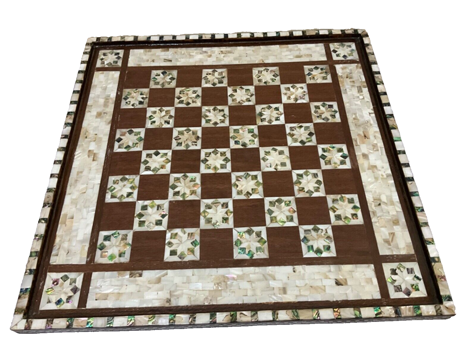 Handmade Wooden Chess Board, Wood Chess Board, Game Board, Mother of Pearl Inlay