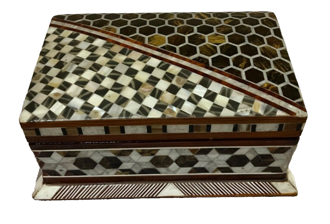 Handmade Wooden Jewelry Box Wood Trinket Storage Wood Box Mother of Pearl Inlay