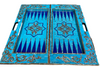 Handmade, Wooden Backgammon Board, Chess Board, Gemstones & Shell Inlay (25.6")