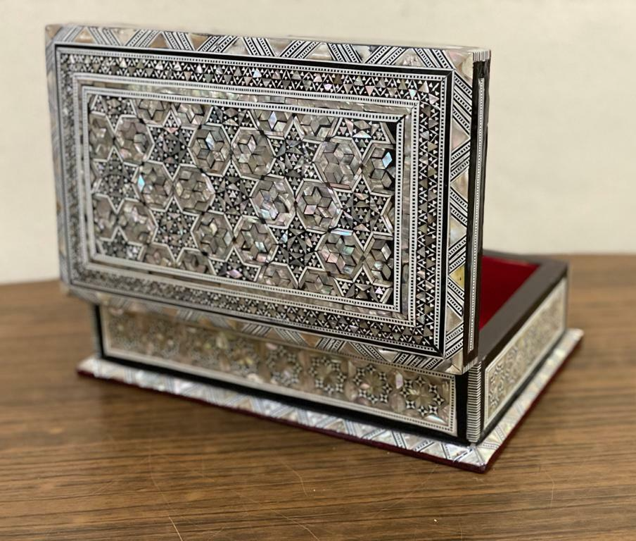 Handmade Wooden Jewelry Box Wood Trinket Storage Wood Box Mother of Pearl Inlay