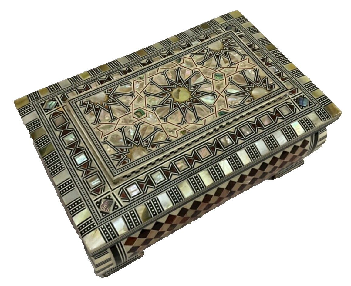 Handmade Wooden Jewelry Box Wood Trinket Storage Wood Box Mother of Pearl Inlay