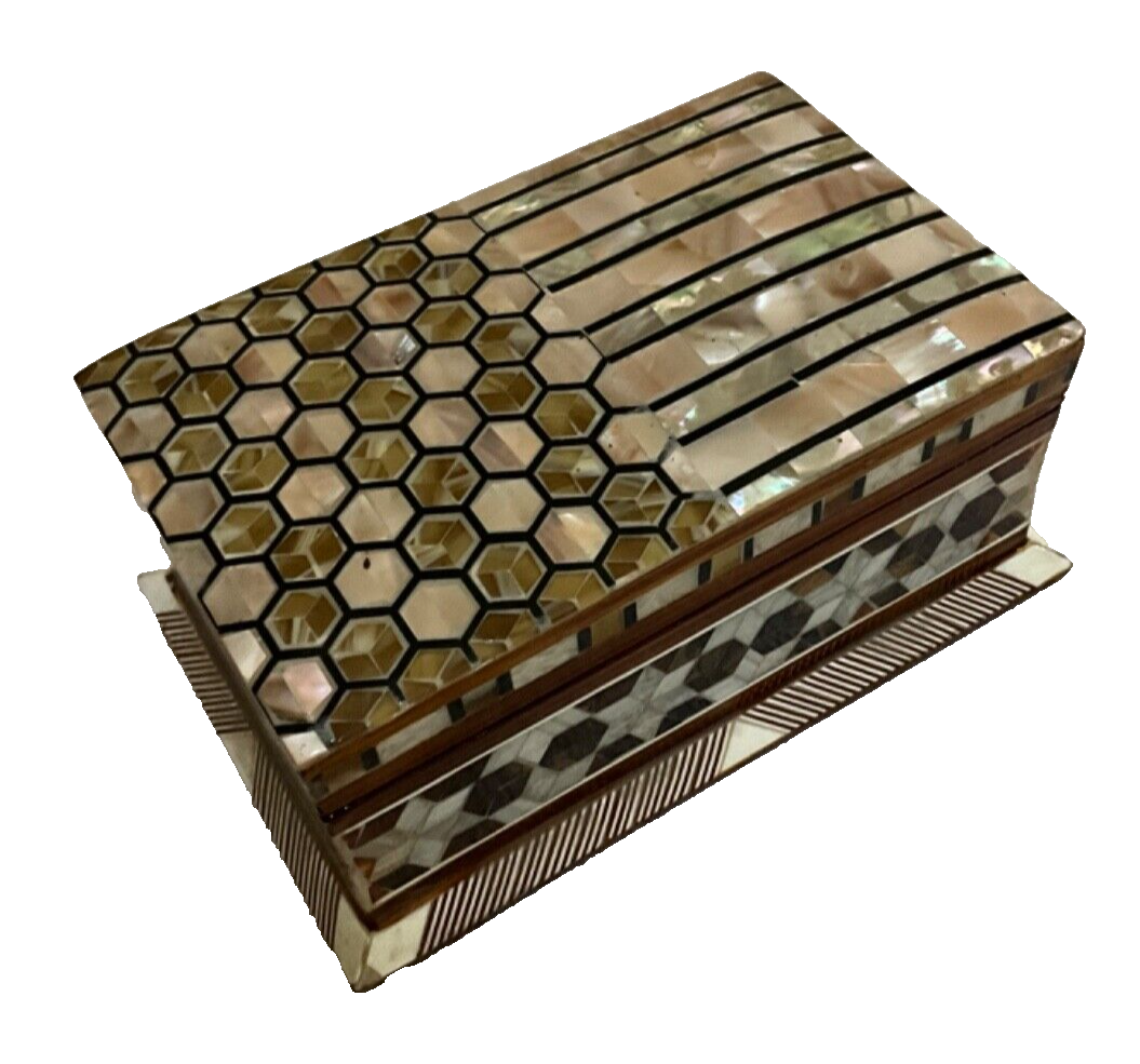 Handmade Wooden Jewelry Box Wood Trinket Storage Wood Box Mother of Pearl Inlay
