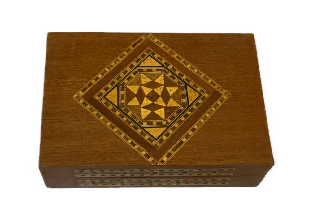 Handmade Wooden Jewelry Box Wood Trinket Storage Wood Box Marquetry Mosaic Inlay