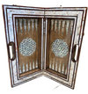 Handmade, Wood Backgammon Board, Wood Chess Board, Game Board Inlaid Shell (17")