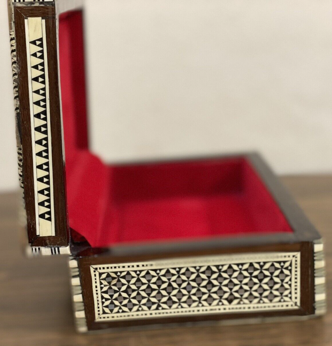 Handmade Wooden Jewelry Box Wood Trinket Storage Wood Box Mother of Pearl Inlay