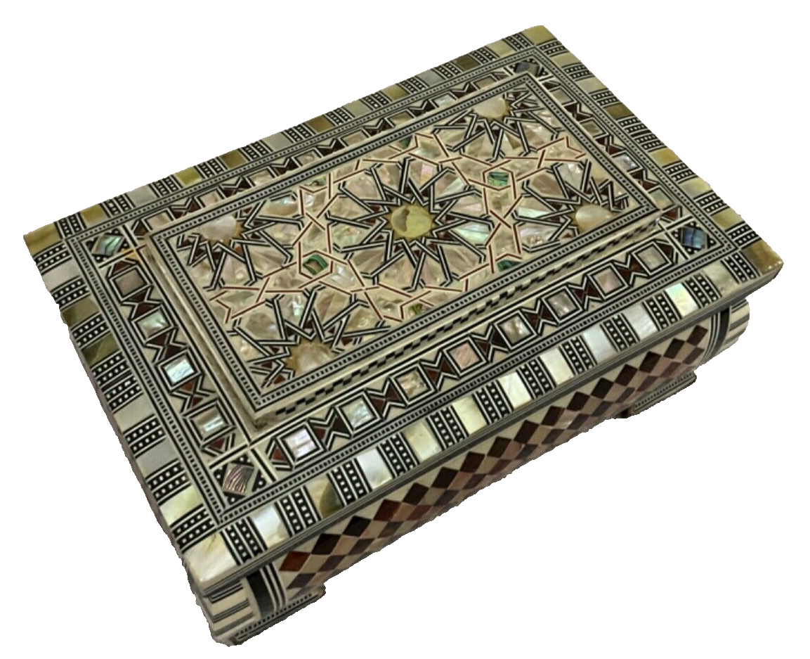 Handmade Wooden Jewelry Box Wood Trinket Storage Wood Box Mother of Pearl Inlay