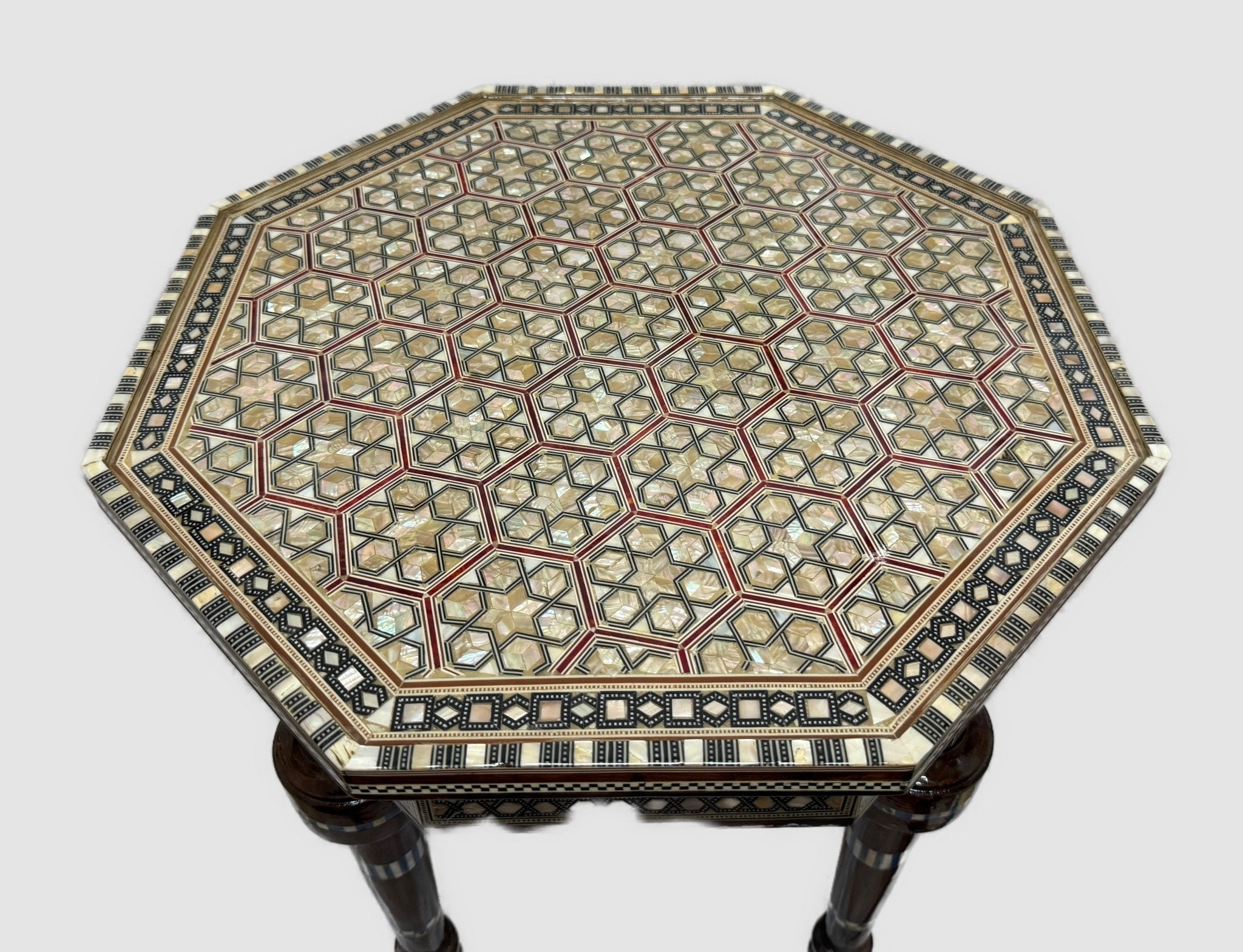 Handmade Mother of Pearl Inlay Round Side Table – 18” Wood Accent Table – Luxury Egyptian Artisan Furniture (Copy) - Laila Hand Made Gifts