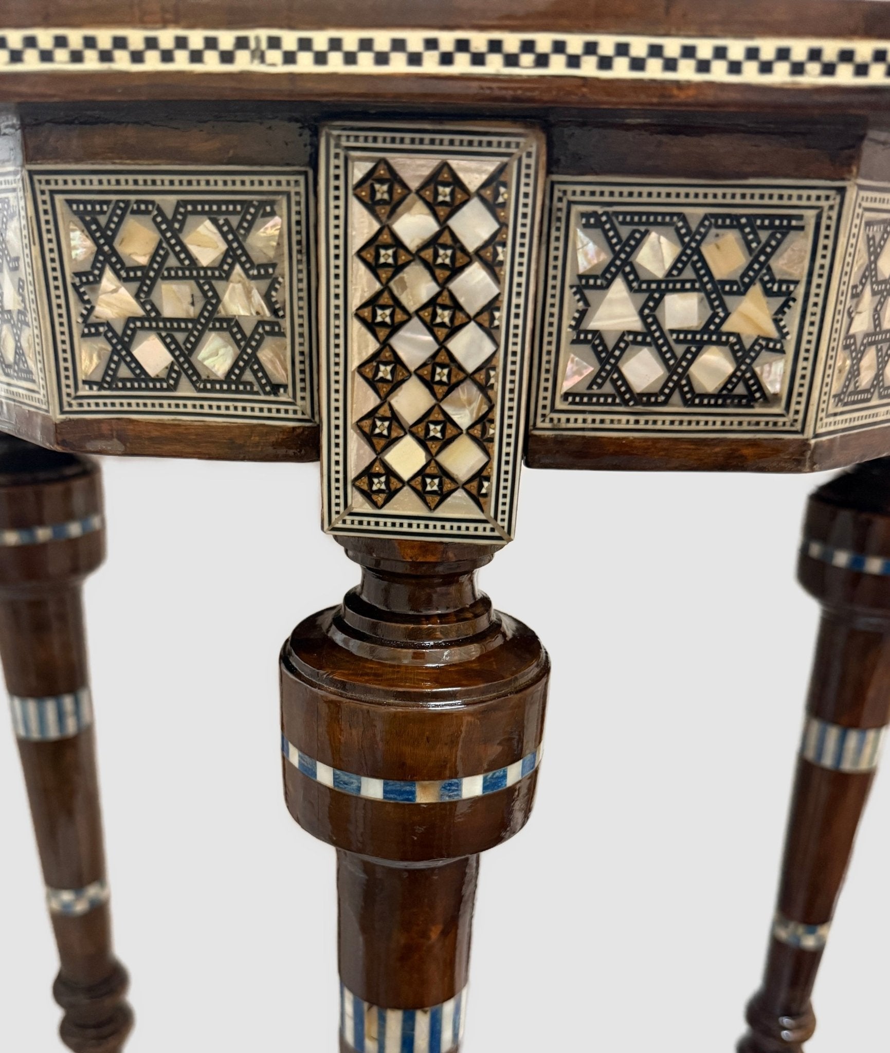 Handmade Mother of Pearl Inlay Round Side Table – 18” Wood Accent Table – Luxury Egyptian Artisan Furniture (Copy) - Laila Hand Made Gifts